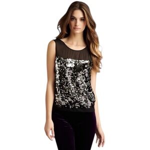Sofia Vergara Black Sequin Sleeveless Top